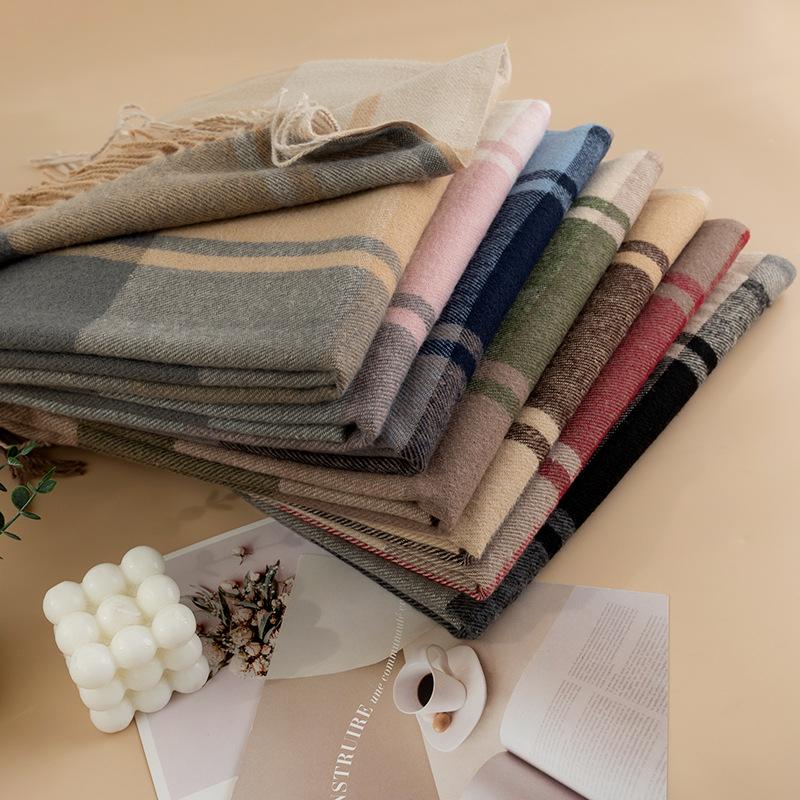New British Style Imitation Cashmere Tassel Scarf for Girls High End Cold Proof and Warm Scarf