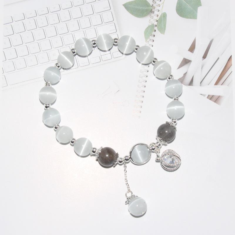 

Популярный на Xiaohongshu и Douyin женский браслет из бусин «кошачий глаз» - эстетика в ретро-литературном стиле белый