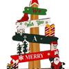 Wooden Christmas Tree Sign Plaque Small Xmas Desk Ornament for Bedroom Bookshelf