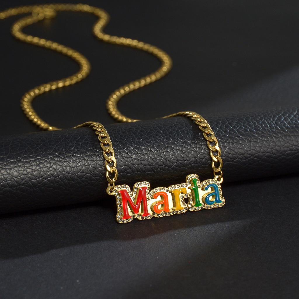 Atoztide Custom Necklaces Personalized Stainless Steel 4mm NK Cuban Thick Chain Pendant Letter for Women Jewelry Gift