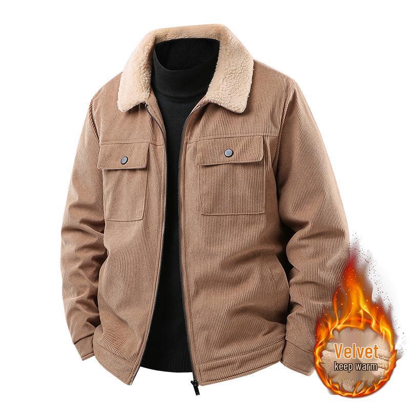 Men's Lambswool-Lined Corduroy Jacket: Cross-Border Fashion for Autumn/Winter