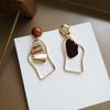 Vintage Geometry Irregular Eardrop Personality Asymmetry Dripping Oil Earrings for Women Fashion Daily Commuting Jewelry Gifts