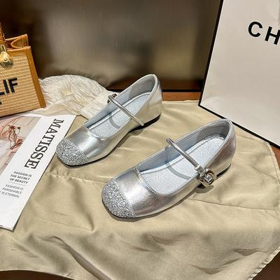 Automne nouvelles chaussures simples à strass femme Mary Jane semelle souple mot avec bout carré bouche peu profonde tempérament de fée chaussures simples