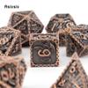 7 Pcs Copper Dragon Metal Dice Solid Metal Polyhedral Dice Set Suitable for Role-Playing RPG  Board Game Card Game