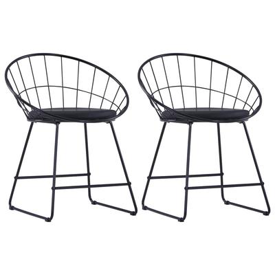 Vidaxl Faux Leather Seat Chairs, 2 Pcs, Black, Steel