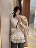 Ladies' Autumn/Winter Long-Sleeve Lace Hem Turtleneck Tee - Slim Fit & Mid-Length Design