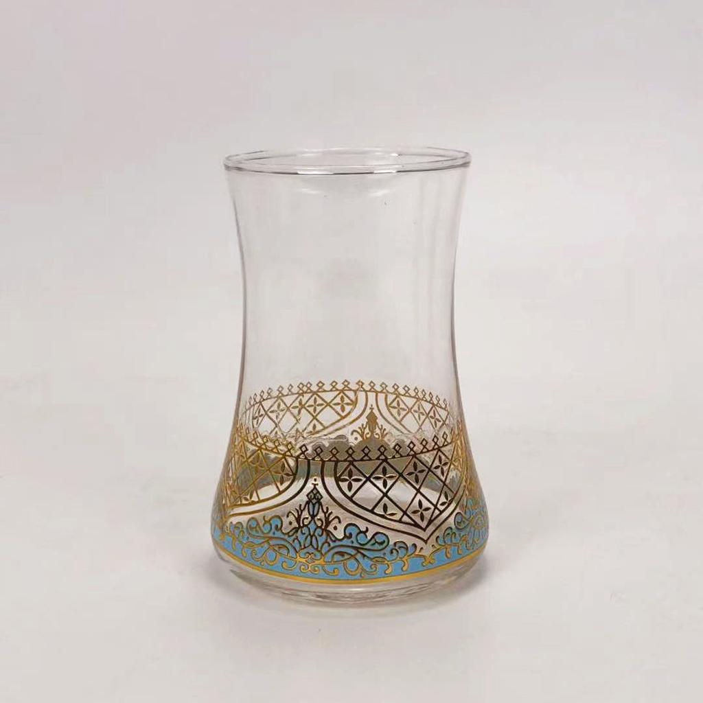Ensemble de Tasses à Thé Soucoupes avec Cuillère Tasse à Café Verre Romantique Exotique Tasse à Thé Bleu Or Décoration de Cuisine Boisson