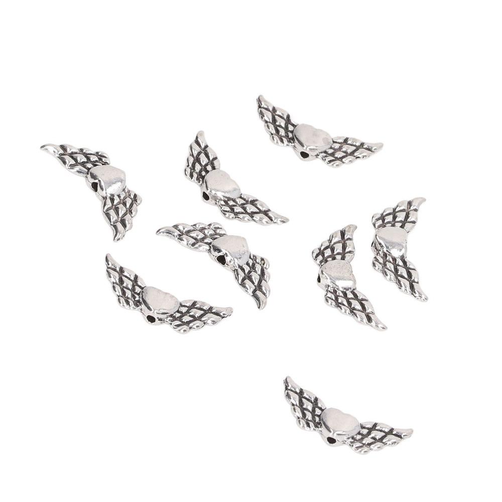 100pcs Zinc Alloy Angel Wing Beads Silver Fairy Wing Charm Beads Wing Charm Beads  DIY Craft
