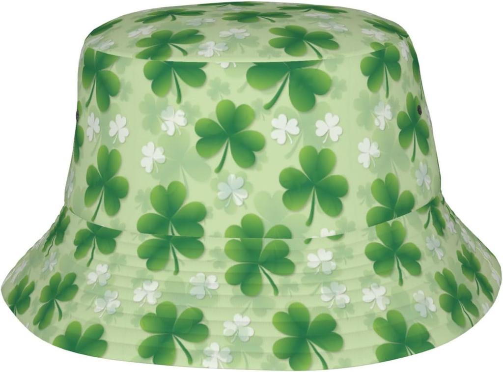 St. Patrick'S Day Bucket Hat Lucky Shamrock Sun Hat Green Clover Fisherman Cap Travel Hat For Women Men