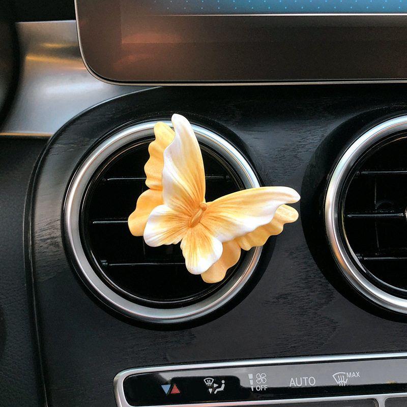 Butterfly and Flower Car Fragrance Perfume Car Air Vent Decoration Flower Ornament for Girls Car Interior Decoration Diffuser Stone