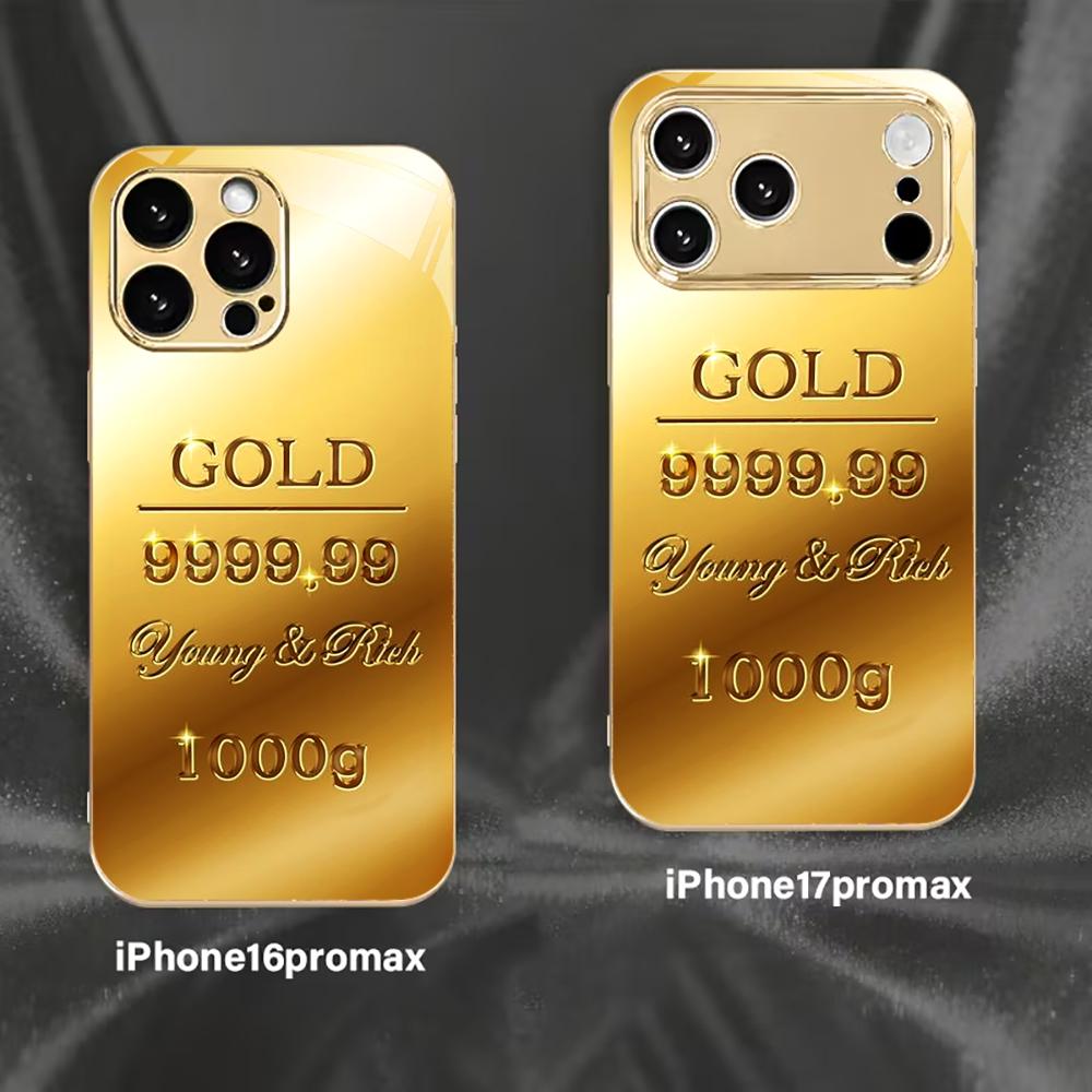 Gold Pattern High-end Phone Case Electroplated Glass TPU PhoneCase for iPhone 17 16 15 14 13 12 11pm Pro Plus Dropresistant