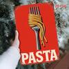 Humor D Flat  Italian Pasta Fork Metal Sign  Paing Vintage Style Wall Art Suitable for Bar Cafe Beach Villa Backyard