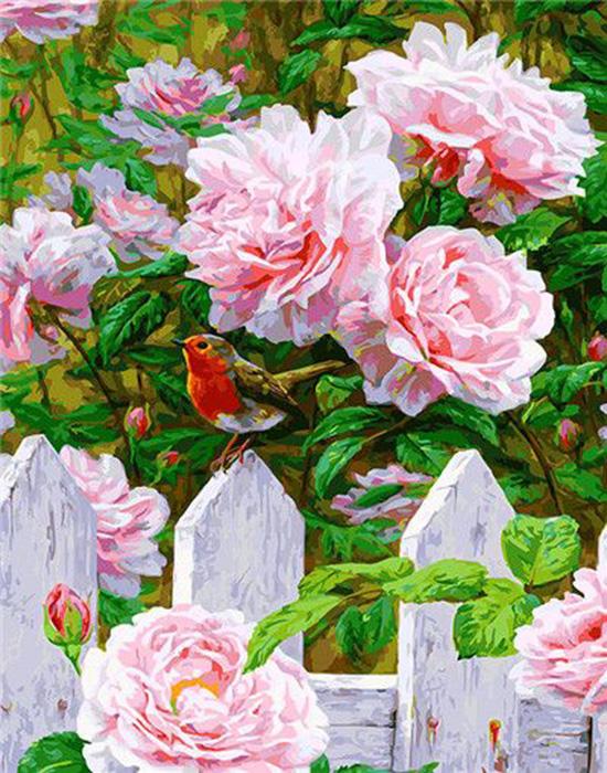 RUOPOTY DIY Frame Picture By Numbers Tower Wall Art On Canvas Acrylic Unique Gift Painting By Numbers Flower For Living Room