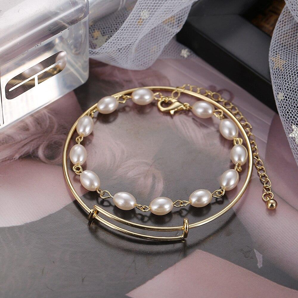 Fashion Punk Curb Cuban Chain Bracelets Set Boho Thick Gold Color Charm Bracelets Bangles For Women Gifts  Trendy Jewelry