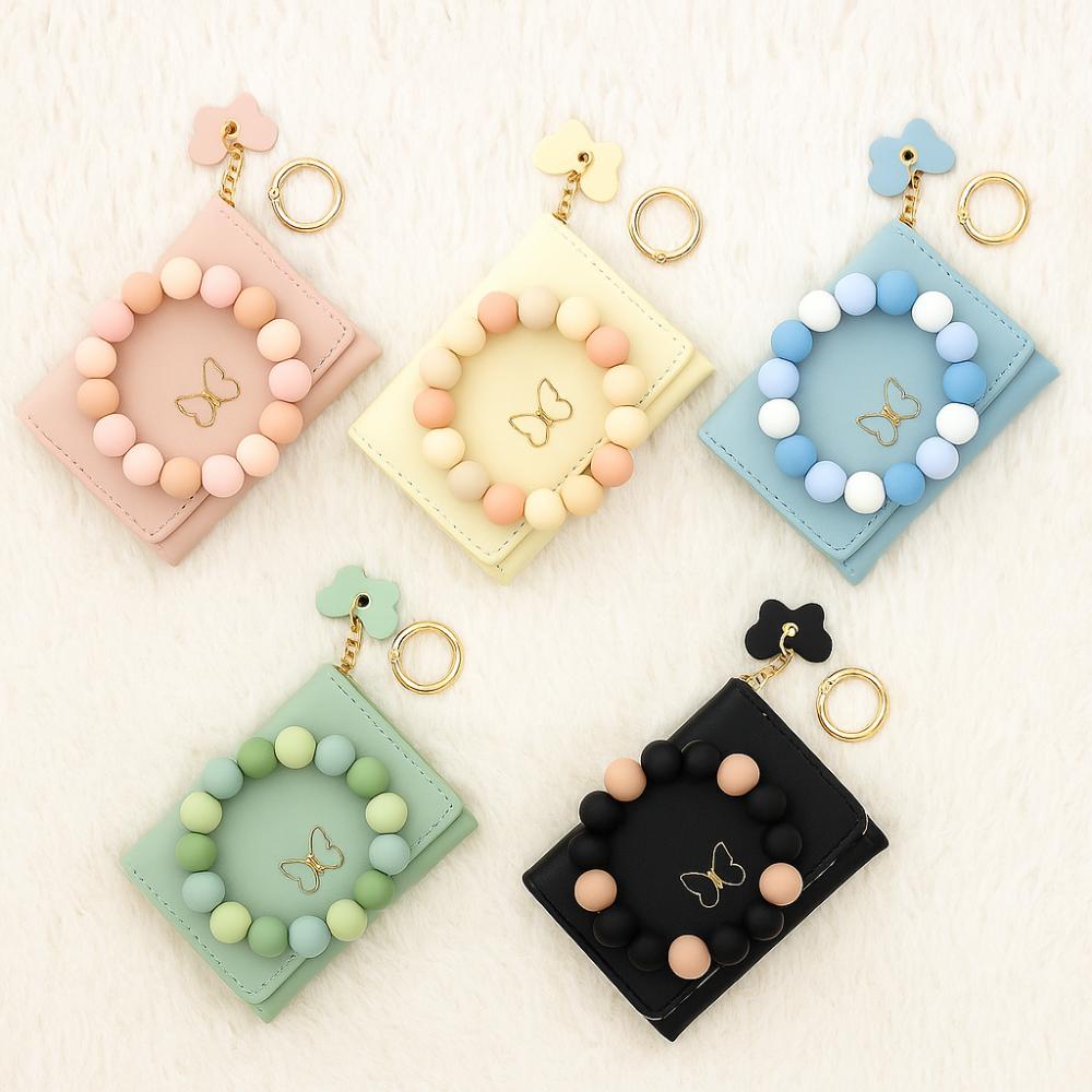 Boho Style Butterfly Wristlet Wallet Keychain Butterfly Charm Bangle Wallet Keychain  Cards Storage