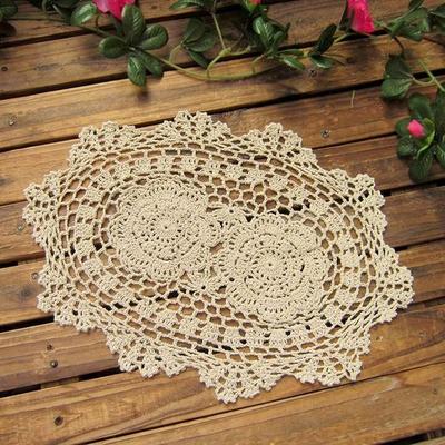 New Vintage Crocheted Doilies Shabby Chic Handmade Crochet Placemet Oval Wedding Event Decor
