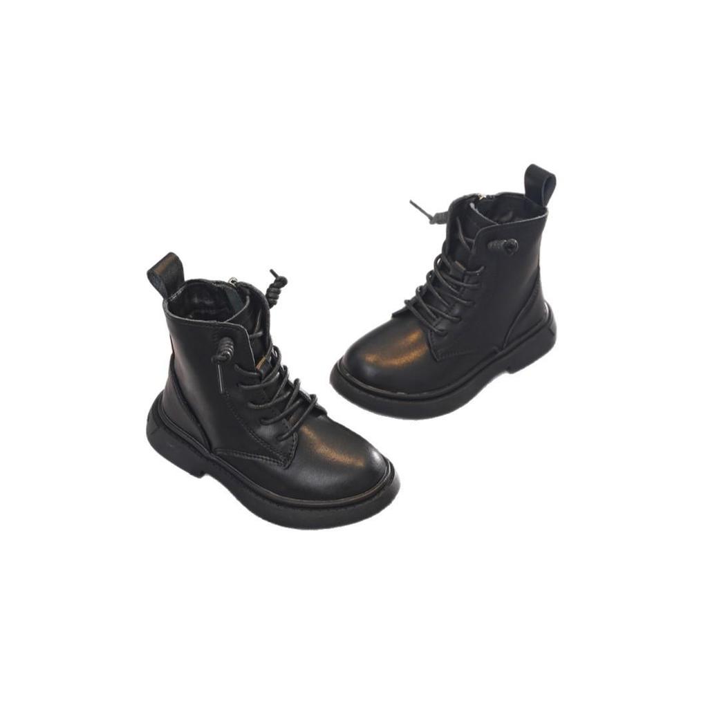 Dr. Infantil. Botas Negras Martens - Estilo Británico, Forradas de Lana, Botines Cortos para Niños Primavera/Otoño