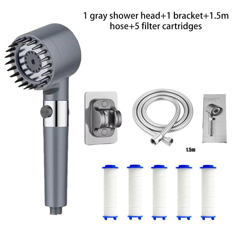 Portable Shower Filter Head Massage Three Modes of Water Output One Click Water Stop Showers for Bathroom Showerhead Accessories