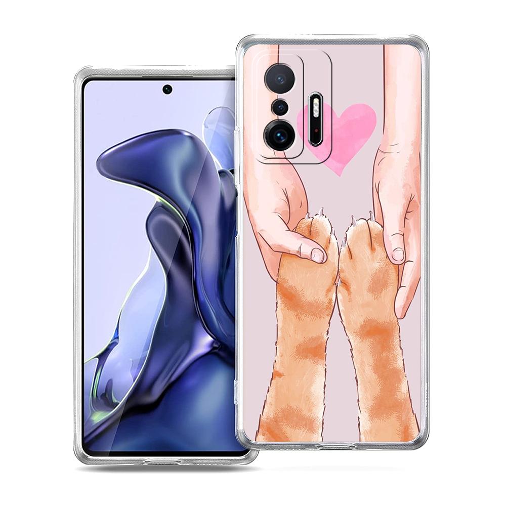 

Transparent Phone Case for Xiaomi Mi 14 13 12 11 Ultra 13T 12T 11T Poco X3 NFC F3 F6 Pro Soft TPU Shell Cute Cat Dog High Five Xiaomi Mi 11Lite