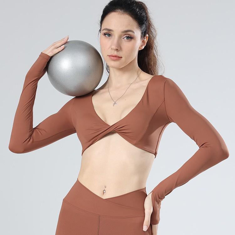 Stylowa Damska Wiosenna Odzież do Jogi - Krótki i Długi Rękaw z Wkładką na Biust, Wygodna i Seksowna Odzież Fitness