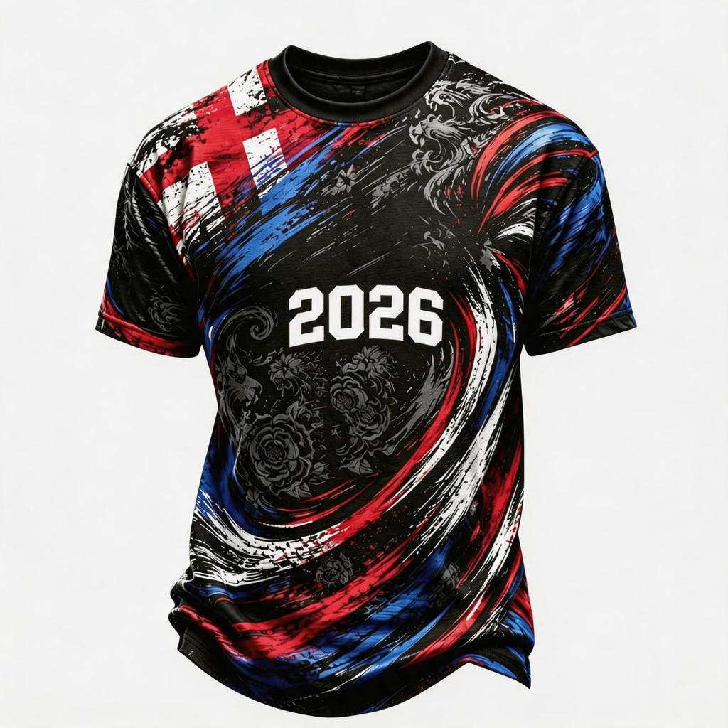 Men's England Supporter Soccer Jersey Short Sleeve Crew Neck Football Fan Tee with Graphic Print and Contrast Sleeves for World Cup Events