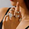 European and American style exaggerated design sense gold open ring set women's niche high-end sense joint ring fashion trend