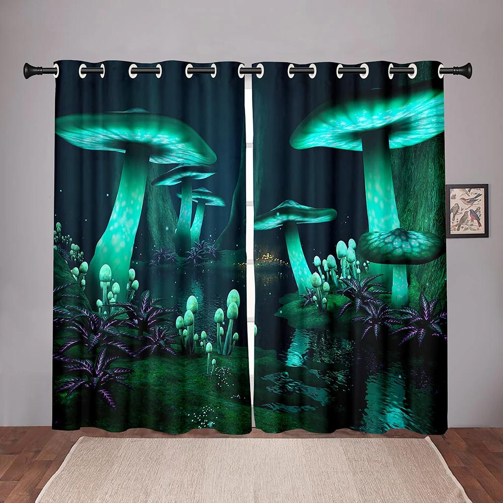 Nature Mushroom ForestDreamy Blackout Window Curtain for Bedroom Living Room Bathroom Kicthen Door Hall High Shading New Fashion