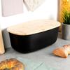 Large Bread Bin for Bread Rolls with Bamboo Board Kitchen