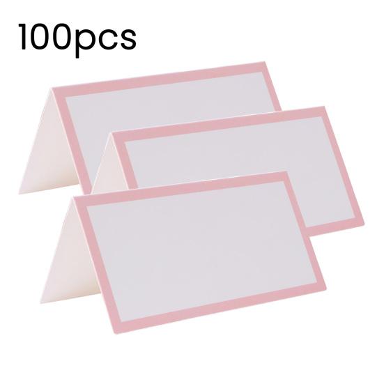 Place Cards for Table Setting Blank Wedding Seating Place Cards Folding Tent Name Cards with Pink Border for Party Bridal Banquet Dinner