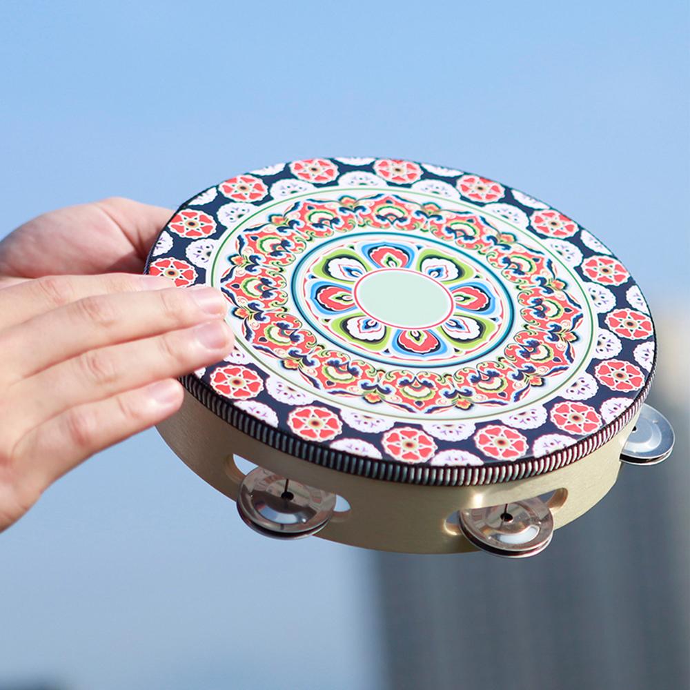 IRIN Pandereta de 8 Pulgadas Campanilla de Mano Tambor de Mano Pandereta de Madera Colorida Para Bailes Conciertos Instrumento de Percusión para Juego de Niños