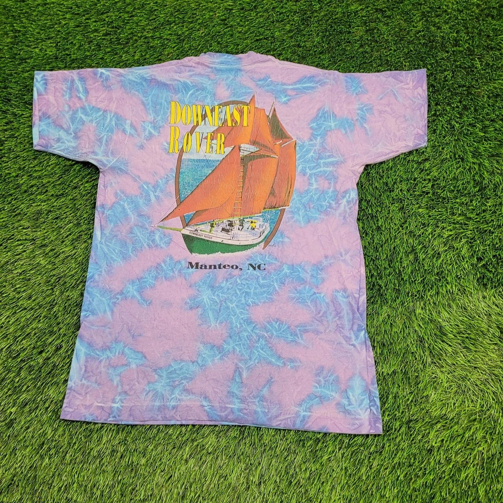 

Vintage 80s Downeast-Rover Sailboat Shirt Medium 19x27 Crop L