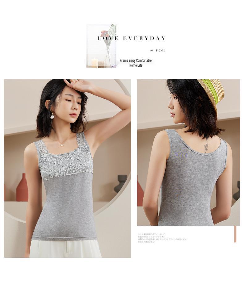 Plus Size Lace Trim Camisole: Slim Fit Spring/Summer Base Layer for Women
