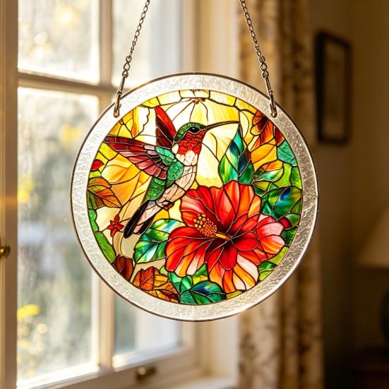 83 Pcs Acrylic Suncatcher Jigsaw Puzzles Stained Glass Style Window Hanging Decor DIY Sun Catcher Kit for Home Garden Decor