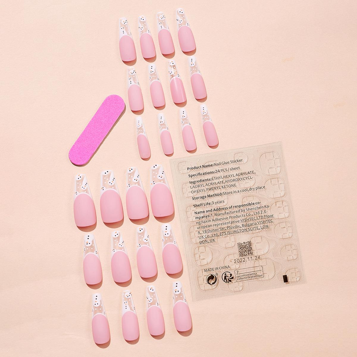 

Рождественский снеговик Французские трапециевидные накладные ногти - Съемные и тисненые типсы для нейл-арта