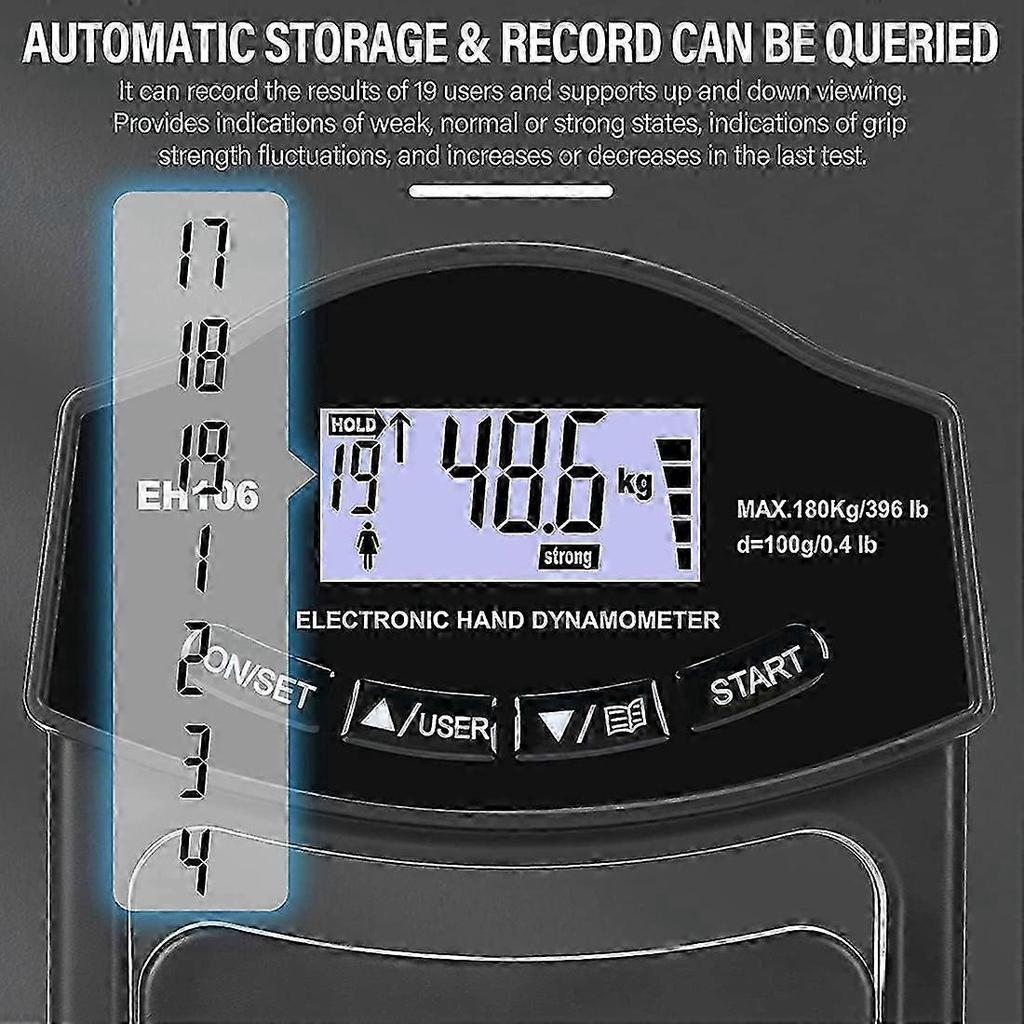 Grip Strength Tester, 396Lbs/180Kg Digital Hand Grip Strength Meter