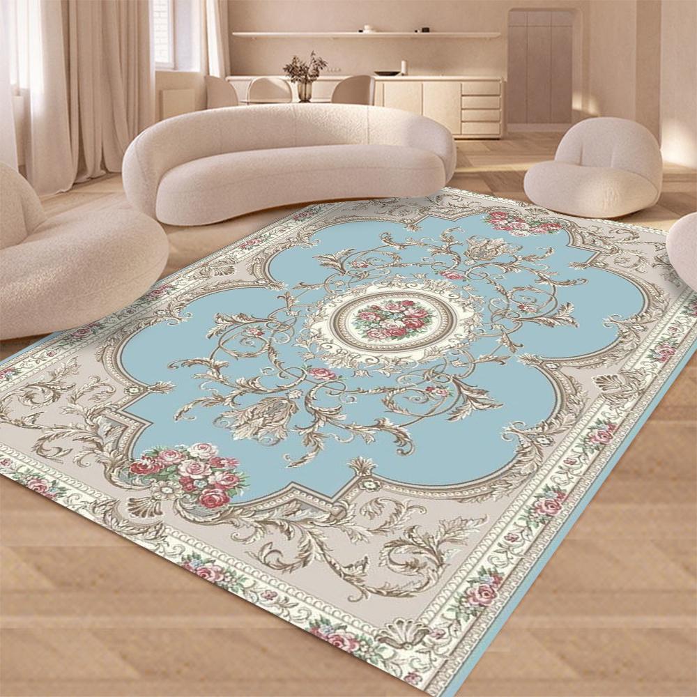 Vintage Rustic Carpet Shabby Rose Rugs Luxury Soft Elegant Traditional Rugs Floral Floor Carpet Home Living Room Bedroom Mats