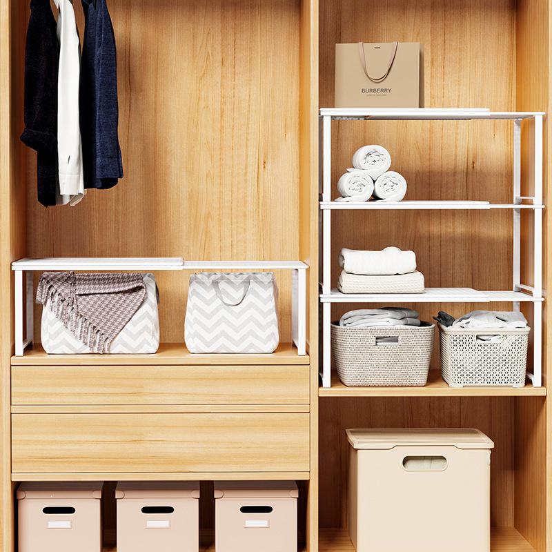 Retractable Wardrobe Shelf Cabinet: Space-Saving Pull-Out Divider & Shoe Rack