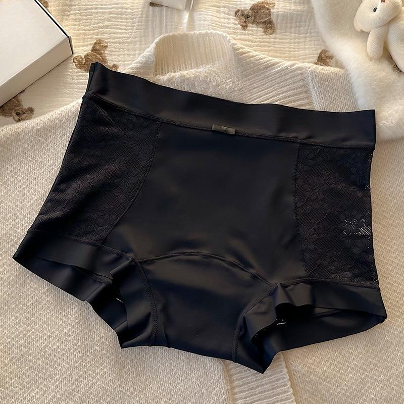 Female Summer Ice Silk Cotton 10A Antibacterial Extended Crotch No Trace Small Waist Flat Angle Briefs