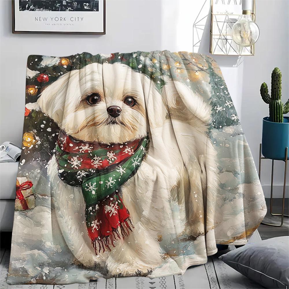 Shih Tzu Print Flannel Blanket, High quality Comfortable for All Seasons, Home Decor, Warmth and Comfort, Perfect for Christmas Gifts