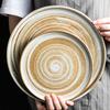 Japanese Ceramic Tableware, Retro Clay Circular Plate, Restaurant Commercial Western Dish Steak Plate Household Dish Flat Plate