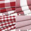 Plaid Cotton Linen Tablecloth and Cushion Fabric Set