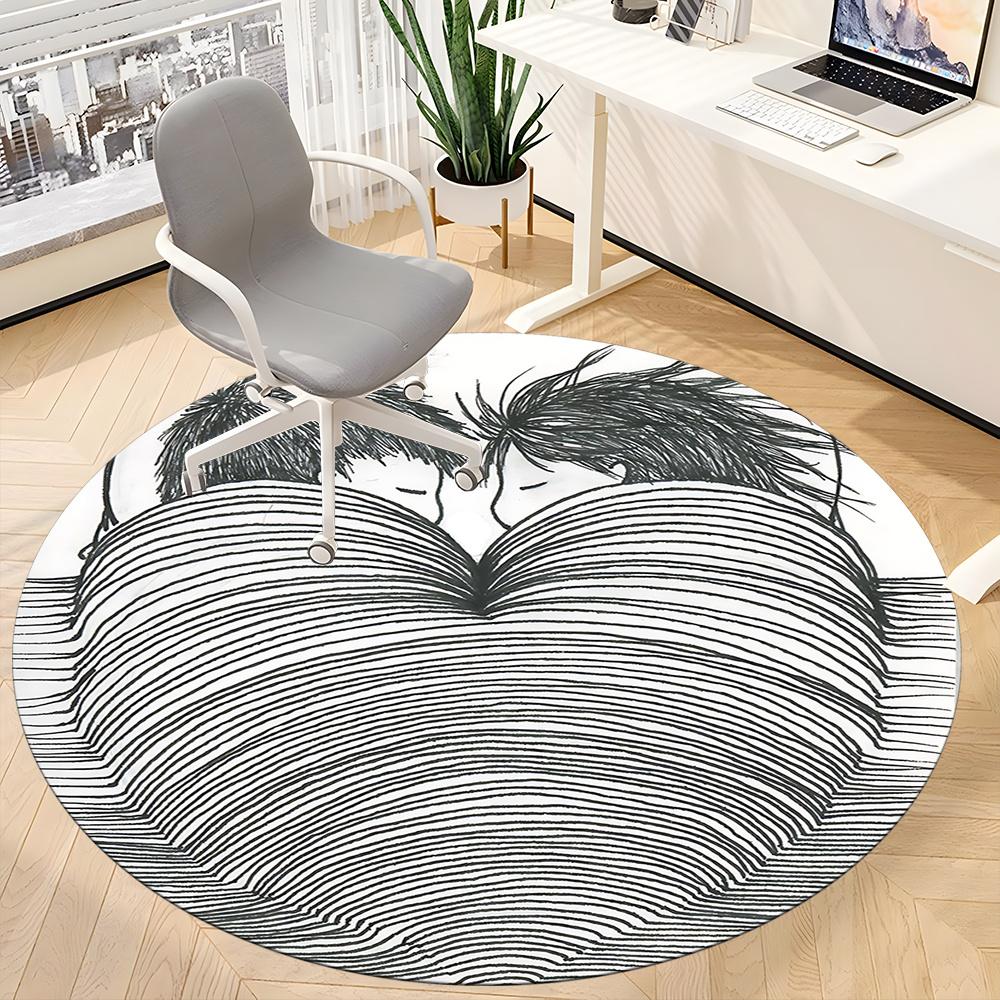 1pc Love Heart Office Round Area Rug, Indoor Mat Suitable ForOffice, Under Office Chairs Bedroom Living Room Home Decor, Room Decot014