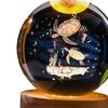 2.4inch 3D Artificial Crystal Ball Night Light Desk Decoration Wooden Base for Housewarming,