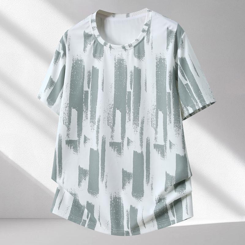 Heren Plus Size Abstracte Print 2-delige Outfit, Korte Mouw T-shirt & Cargo Short Set (5XL-12XL)