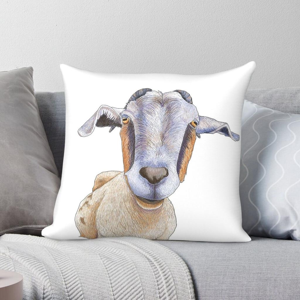 Nibbles The Goat Animal Square Pillowcase Polyester Linen Velvet Printed Zip Decorative Pillow Case Home Cushion Cover