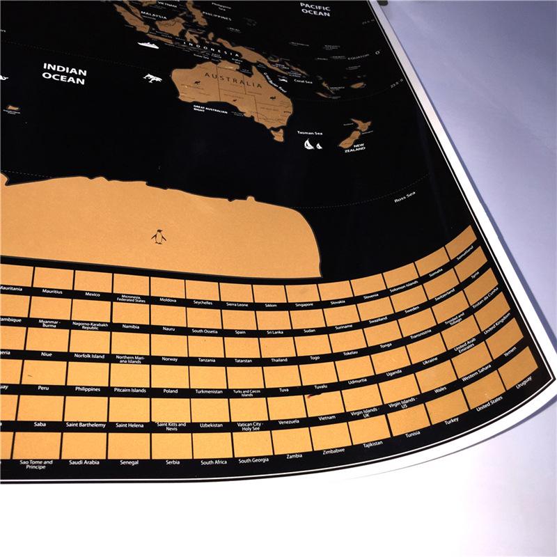 Minimalist Black & Gold Scratch-off World Travel Map Poster with Flags