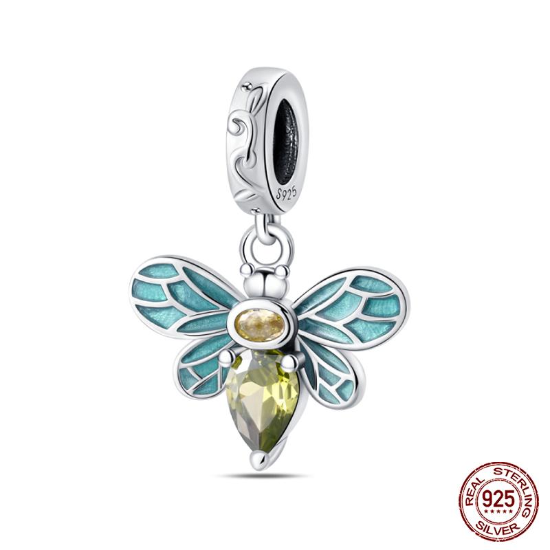 100% Copper Exquisite Cubic Zircon Butterfly Bee Ladybug Charms Bead Fit Qikaola Original Bracelet Fine Diy Jewelry