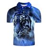 Christmas reindeer polo shirt, animal-themed men's short-sleeved collared top, trendy style
