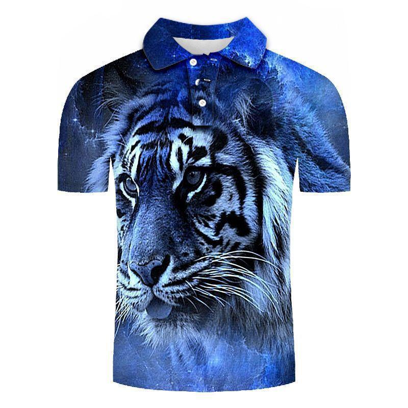 Christmas reindeer polo shirt, animal-themed men's short-sleeved collared top, trendy style