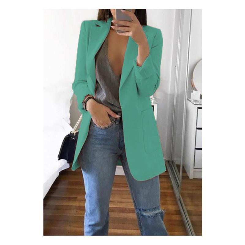Neuer einfarbiger Anzugkragen Slim Cardigan Temperament Blazer Damenbekleidung